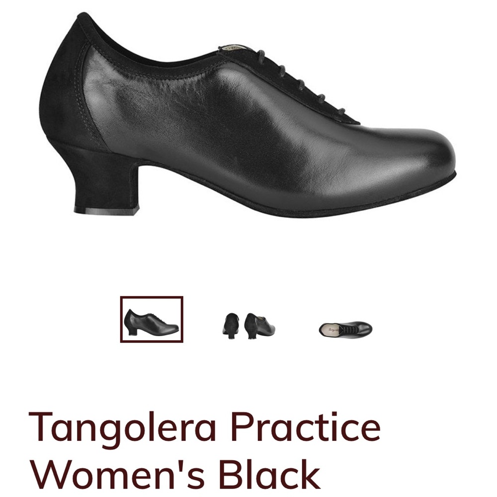Tangolera Black Leather Suede Practice Shoes for Argentine Tango Dance